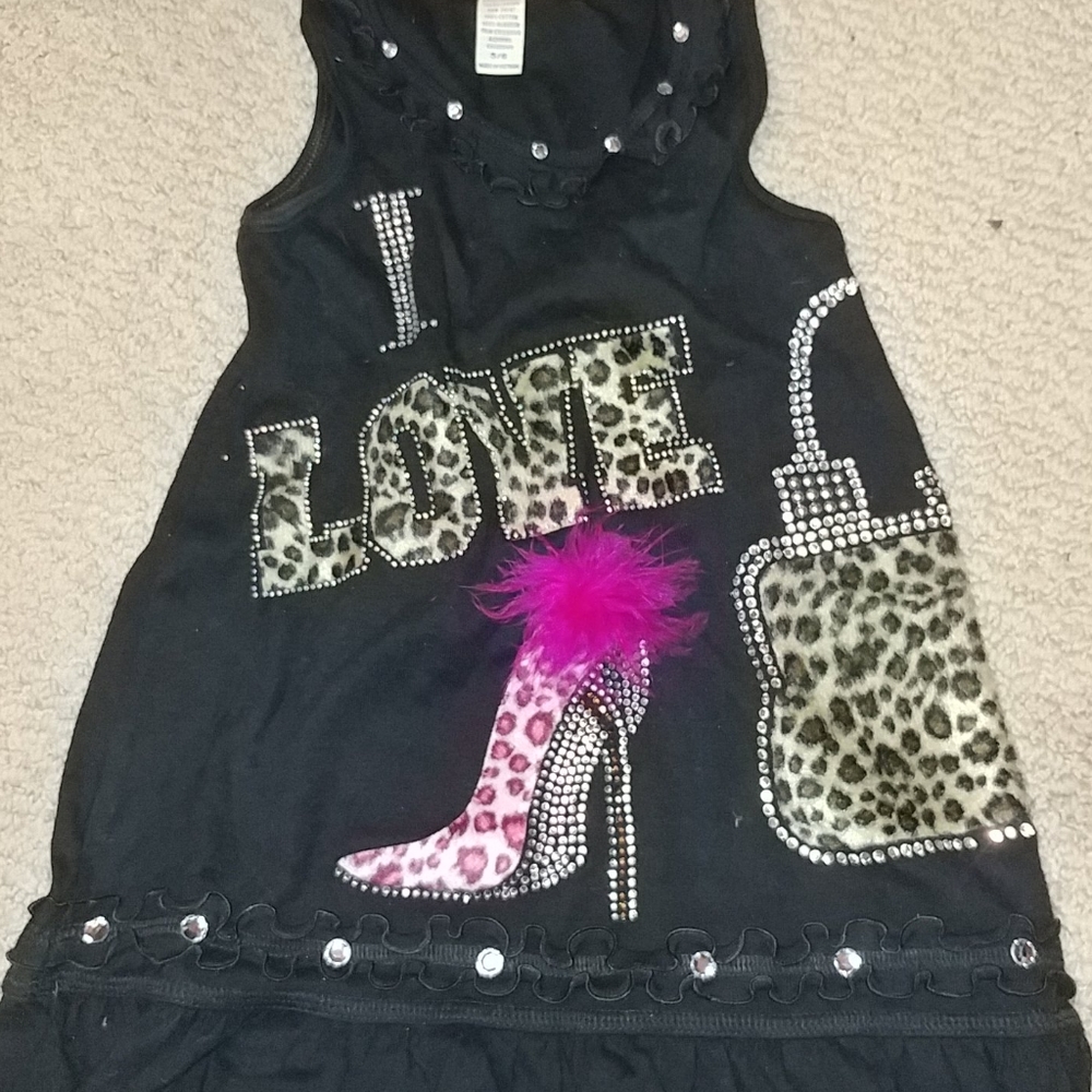 Girls Custom Embellished Black Dress 5/6